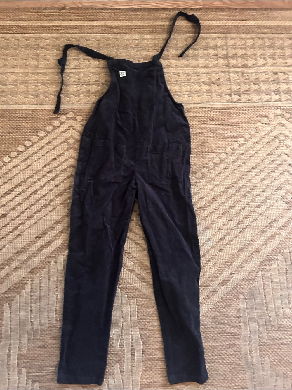 Lucy & Yak Black Corduroy Tie-Shoulder Overalls Jumpsuit